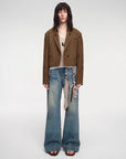 Stand Collar Suit Sheepskin Leather Short Jacket "Roman Story" - variant_title