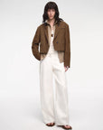 Stand Collar Suit Sheepskin Leather Short Jacket "Roman Story" - variant_title