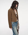 Stand Collar Suit Sheepskin Leather Short Jacket "Roman Story" - variant_title