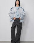 "Starry Sky Market" luxury brand classic washed cotton collarless raw edge denim jacket - variant_title