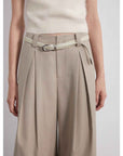 “Street Sketch”Fine - Spun Wool Fashion, Waistless Pleated Loose - Fitting Straight - Leg and Wide - Leg Casual Trousers for Women - variant_title
