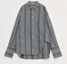 "Striped Fantasy" Casual Asymmetric Slanted Front Two - Wear Striped Long Sleeve Shirt - variant_title