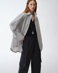 "Striped Fantasy" Casual Asymmetric Slanted Front Two - Wear Striped Long Sleeve Shirt - variant_title