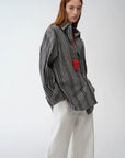 "Striped Fantasy" Casual Asymmetric Slanted Front Two - Wear Striped Long Sleeve Shirt - variant_title