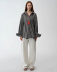 "Striped Fantasy" Casual Asymmetric Slanted Front Two - Wear Striped Long Sleeve Shirt - variant_title