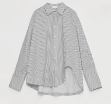 "Striped Fantasy" Casual Asymmetric Slanted Front Two - Wear Striped Long Sleeve Shirt - variant_title