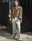 Suede lambskin retro double - breasted lapel wide - shoulder genuine leather jacket imported from New Zealand "Nth power" - variant_title