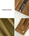 Firelady Fur suede top-grain sheepskin leather jacket material and size information