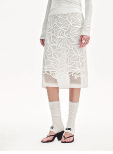 "Summer Dream" acetate sequin embroidered straight skirt - variant_title