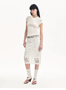 "Summer Dream" acetate sequin embroidered straight skirt - variant_title