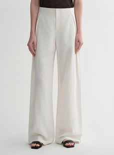 Summer mulberry silk linen waistless three - dimensional pleated wide - leg pants for women - variant_title