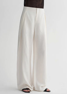 Summer mulberry silk linen waistless three - dimensional pleated wide - leg pants for women - variant_title