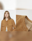 Firelady Fur Women's Vintage Suede Crew Neck Jacket - Relaxed Fit Cropped Blazer "Sunset Escape"Firelady Fur