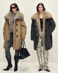 Firelady Fur Swan Feather Collection khaki and graphite gray parka styling comparison