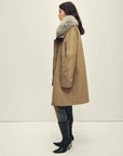 Firelady Fur Swan Feather Collection khaki raccoon fur down parka side view