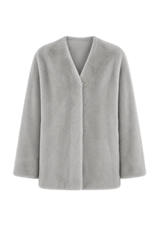 Swiss Snow Sapphire mink mid-length coat, transparent product view