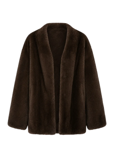Swiss Snow Brown Sable mink mid-length coat, transparent product view