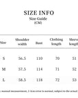Swiss Snow mink coat size guide in centimeters