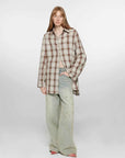 Tea Grid blue plaid cotton shirt relaxed outfit styling