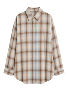 Tea Grid blue plaid cotton shirt transparent product image