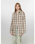 "Tea Grid" high - quality high - count cotton loose retro plaid shirt - variant_title