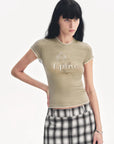 Tencel acetate fake two - piece slim fit straight shoulder T-shirt"Memory Navigation" - variant_title