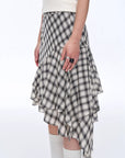 Tencel acetate plaid irregular A - line skirt"Full - level ballet" - variant_title