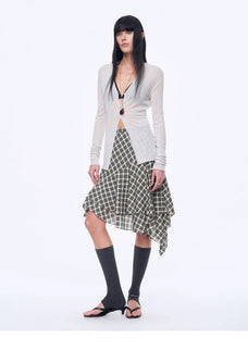 Tencel acetate plaid irregular A - line skirt"Full - level ballet" - variant_title