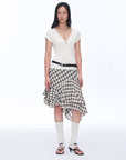 Tencel acetate plaid irregular A - line skirt"Full - level ballet" - variant_title