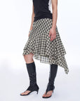 Tencel acetate plaid irregular A - line skirt"Full - level ballet" - variant_title