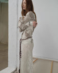 Tencel wool original cashew print round neck slim long sleeve and skirt"Vintage Gene" - variant_title