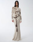 Tencel wool original cashew print round neck slim long sleeve and skirt"Vintage Gene" - variant_title