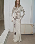 Tencel wool original cashew print round neck slim long sleeve and skirt"Vintage Gene" - variant_title