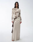 Tencel wool original cashew print round neck slim long sleeve and skirt"Vintage Gene" - variant_title