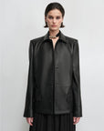 THE ARTM Black Lambskin Leather Jacket - Retro Fitted Suede Coat - variant_title