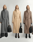 THE ARTM Women's Alpaca Wool Blend Coat - A - Line Lapel Long Coat "Architectural Grace" - variant_title