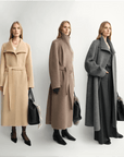 THE ARTM Women's Alpaca Wool Blend Coat - A - Line Lapel Long Coat "Architectural Grace" - variant_title