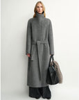 THE ARTM Women's Alpaca Wool Blend Coat - A - Line Lapel Long Coat "Architectural Grace" - variant_title