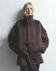 THE ARTM Women's Alpaca Wool Blend Stand Collar Short Coat "Elegant Warmth" - variant_title