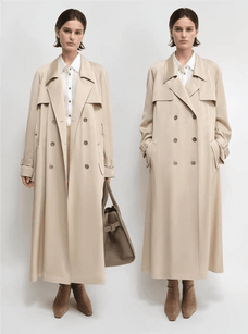 THE ARTM Women's Double - Breasted Trench Coat - Silky Acetate Long Coat with Saddle Shoulders - variant_title