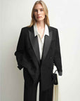 THE ARTM Women's Double - Breasted Wool Blazer - Peak Lapel Tuxedo Jacket - variant_title