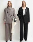 THE ARTM Women's Double - Breasted Wool Blazer - Peak Lapel Tuxedo Jacket - variant_title