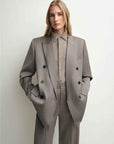 THE ARTM Women's Double - Breasted Wool Blazer - Peak Lapel Tuxedo Jacket - variant_title