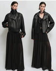 THE ARTM Women’s Double - Lapel Lambskin Leather Jacket, Premium Natural MaterialFirelady Fur