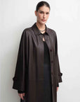 THE ARTM Women's Lambskin Leather Trench Coat - Long A - Line Raglan Sleeve Jacket - variant_title