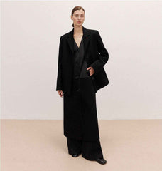 THE ARTM Women's Oversized Blazer Suit Set - Wide Shoulder Wool Jacket with Vest