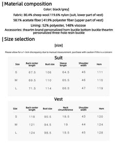 THE ARTM Women's Oversized Blazer Suit Set - Wide Shoulder Wool Jacket with Vest