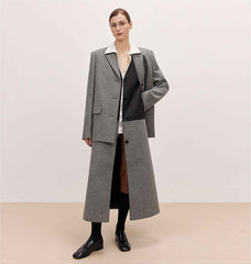 THE ARTM Women's Oversized Blazer Suit Set - Wide Shoulder Wool Jacket with Vest