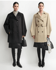 THE ARTM Women's Oversized Trench Coat - Double Breasted Wool Blend with Belt - variant_title