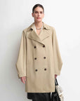 THE ARTM Women's Oversized Trench Coat - Double Breasted Wool Blend with Belt - variant_title